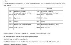 Stage des Vacances d'Été