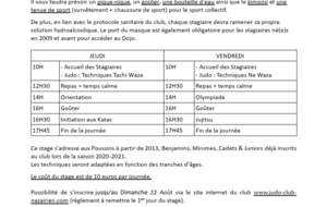 Stage Vacances été - 26 &amp; 27 Août 2021