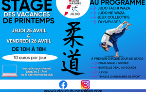 Stage des Vacances de Printemps 2024